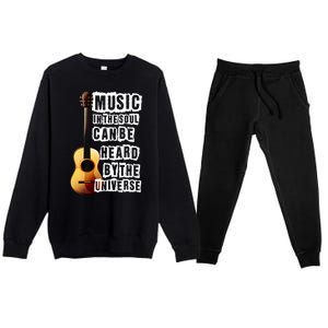 Music In The Soul Can Be Heard By The Universe Guitar Premium Crewneck Sweatsuit Set