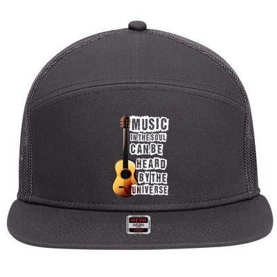 Music In The Soul Can Be Heard By The Universe Guitar 7 Panel Mesh Trucker Snapback Hat