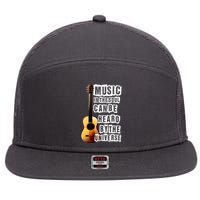 Music In The Soul Can Be Heard By The Universe Guitar 7 Panel Mesh Trucker Snapback Hat