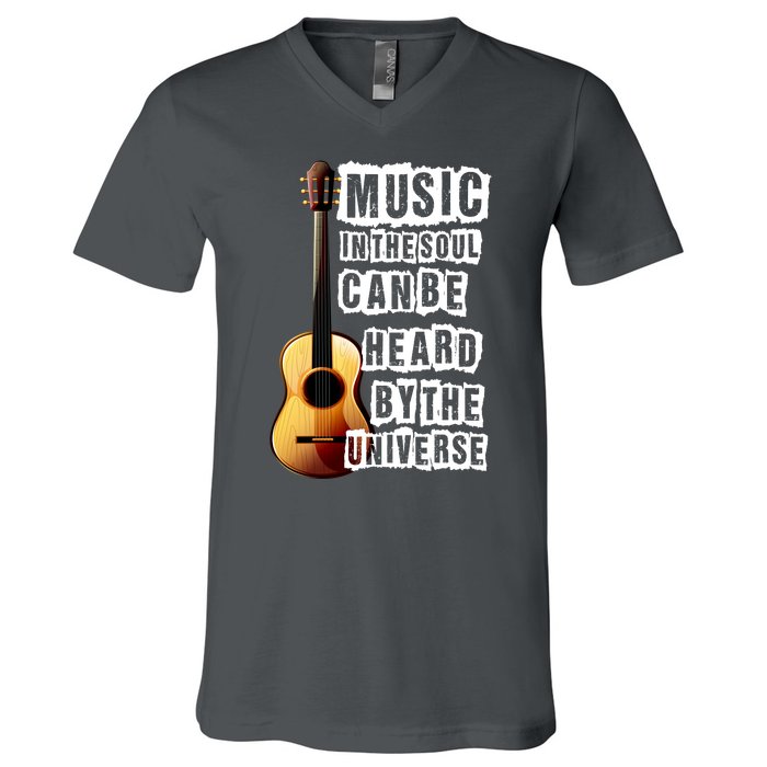 Music In The Soul Can Be Heard By The Universe Guitar V-Neck T-Shirt