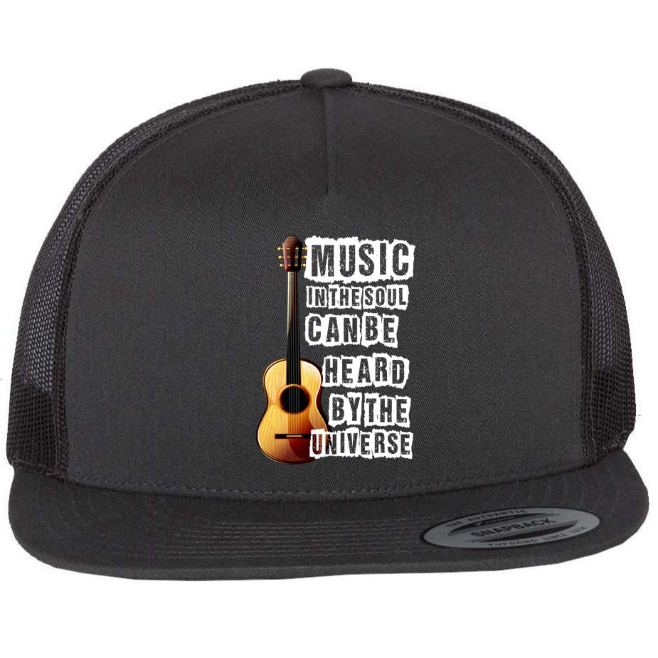 Music In The Soul Can Be Heard By The Universe Guitar Flat Bill Trucker Hat