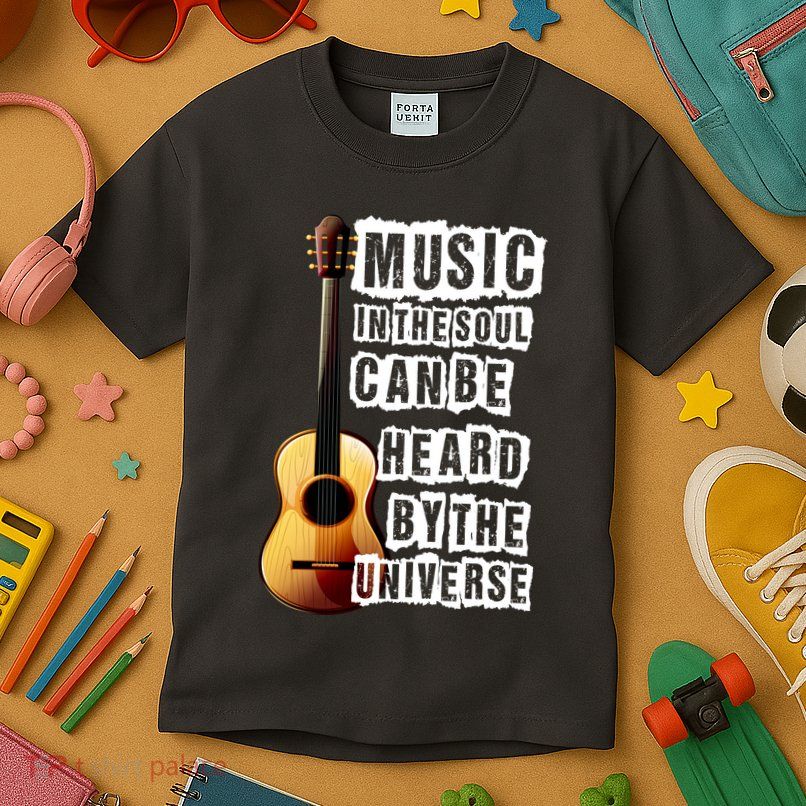 Music In The Soul Can Be Heard By The Universe Guitar Kids T-Shirt