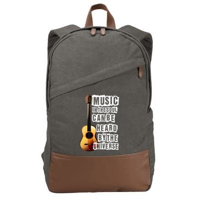 Music In The Soul Can Be Heard By The Universe Guitar Cotton Canvas Backpack