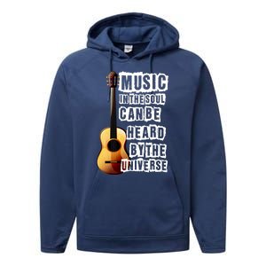 Music In The Soul Can Be Heard By The Universe Guitar Performance Fleece Hoodie