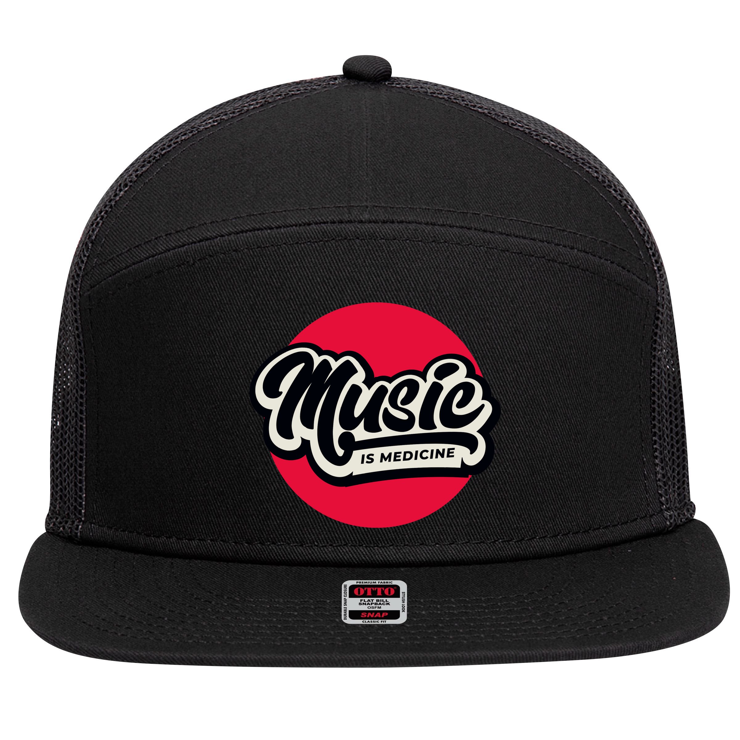 Music is Medicine 7 Panel Mesh Trucker Snapback Hat