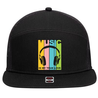 Music Is My True Love 7 Panel Mesh Trucker Snapback Hat