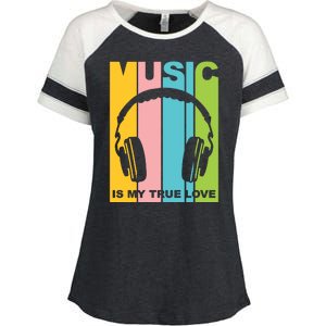 Music Is My True Love Enza Ladies Jersey Colorblock Tee