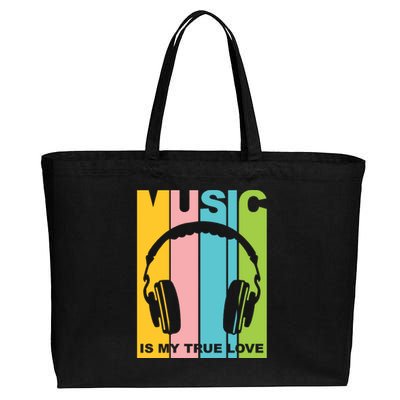 Music Is My True Love Cotton Canvas Jumbo Tote