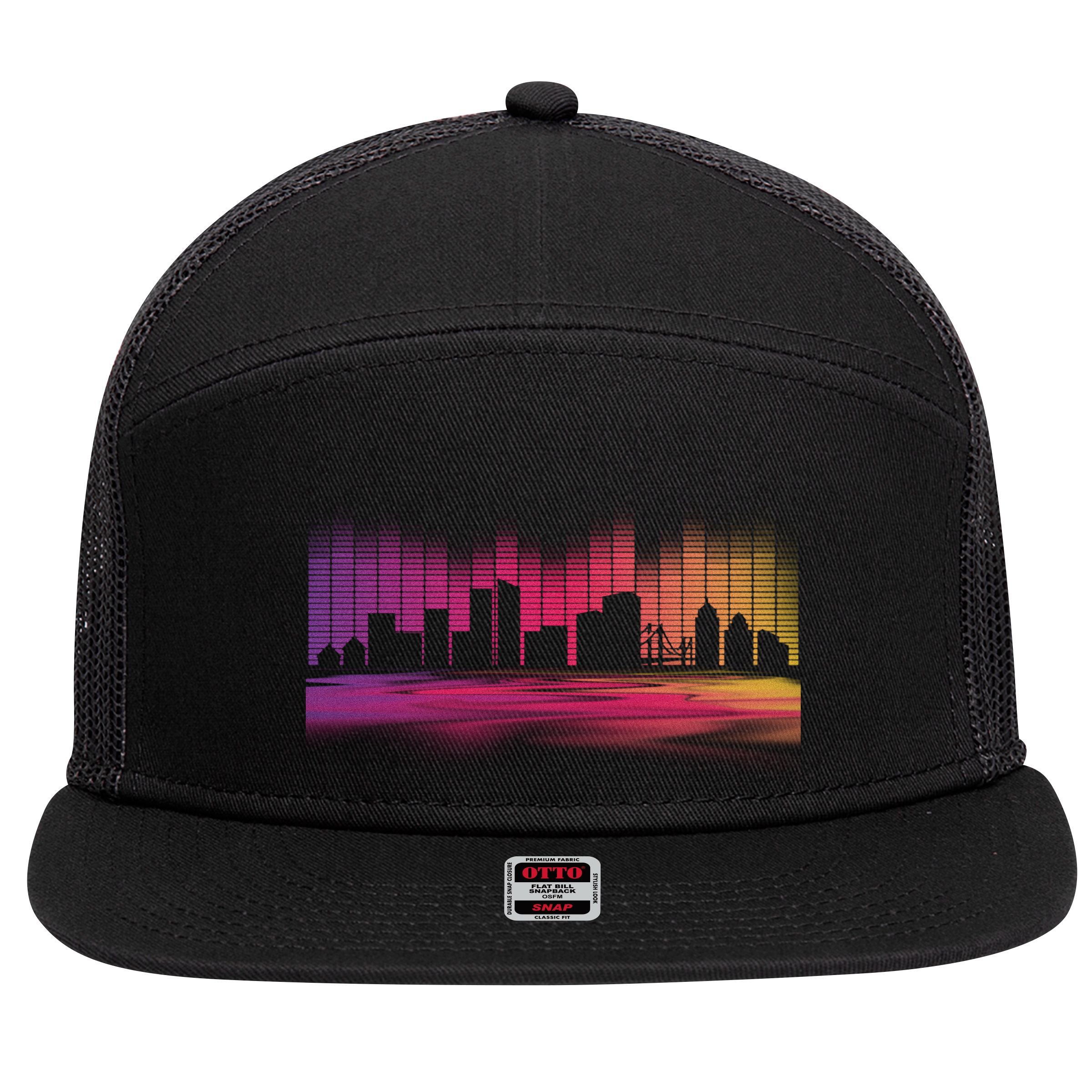 Music Skyline 7 Panel Mesh Trucker Snapback Hat
