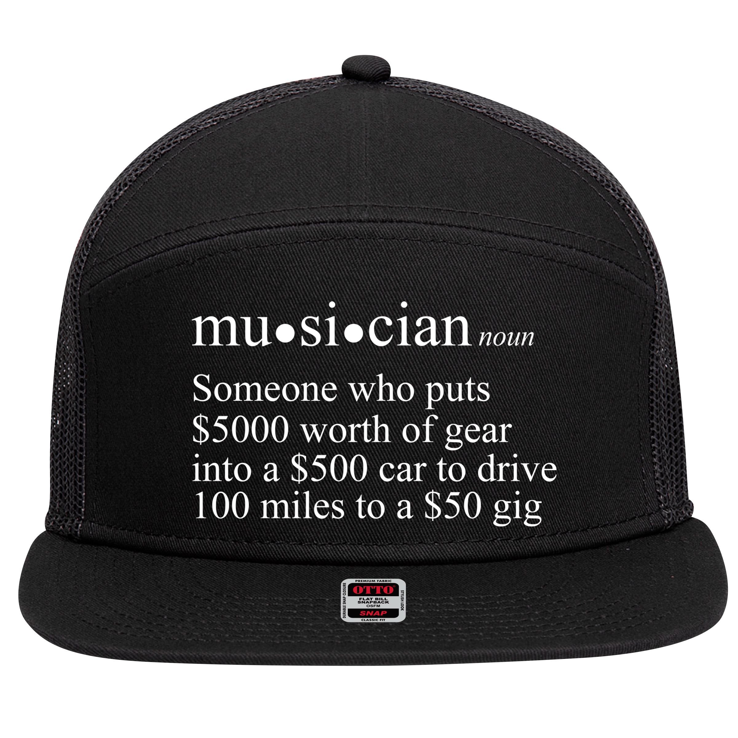 Musician Definition 7 Panel Mesh Trucker Snapback Hat