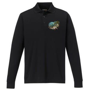 Musky Chase Fishing Performance Long Sleeve Polo