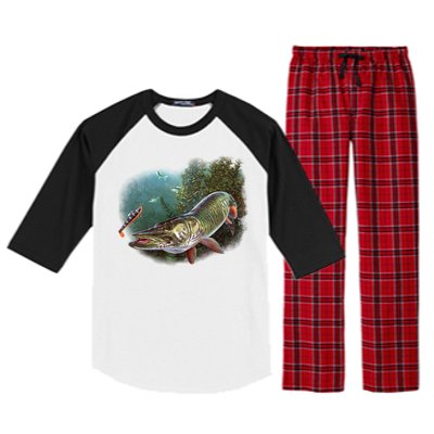 Musky Chase Fishing Raglan Sleeve Pajama Set