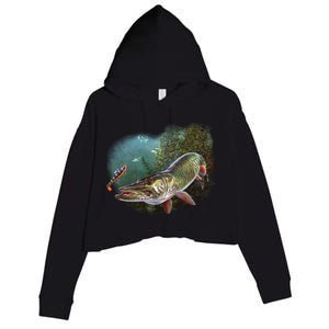 Musky Chase Fishing Crop Fleece Hoodie