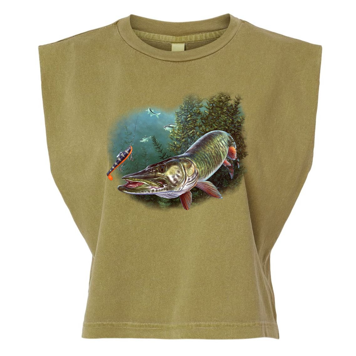 Musky Chase Fishing Garment-Dyed Women's Muscle Tee