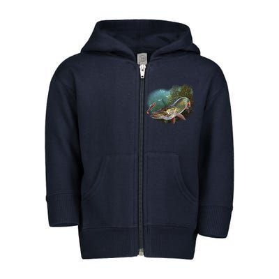 Musky Chase Fishing Toddler Zip Fleece Hoodie