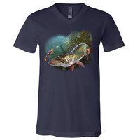 Musky Chase Fishing V-Neck T-Shirt