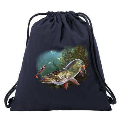 Musky Chase Fishing Drawstring Bag