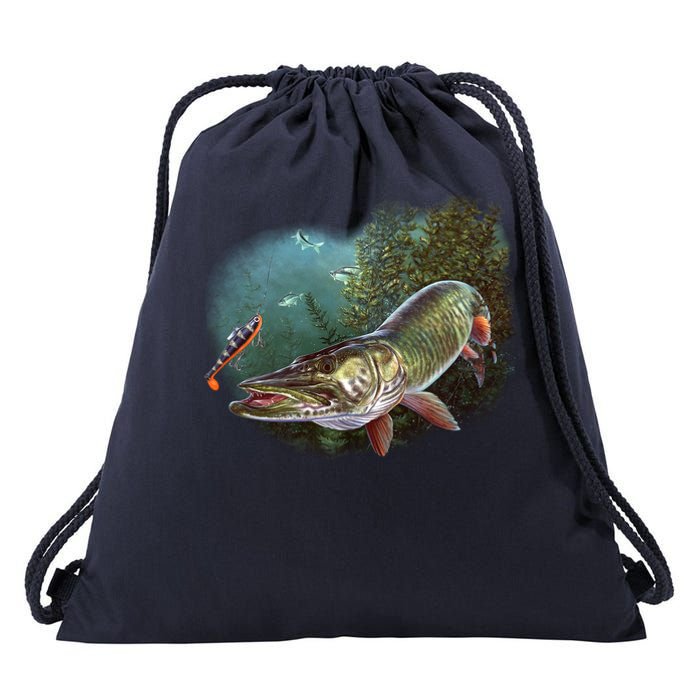 Musky Chase Fishing Drawstring Bag