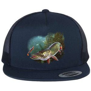 Musky Chase Fishing Flat Bill Trucker Hat