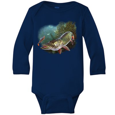 Musky Chase Fishing Baby Long Sleeve Bodysuit