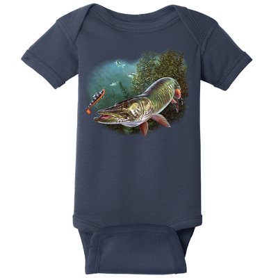 Musky Chase Fishing Baby Bodysuit