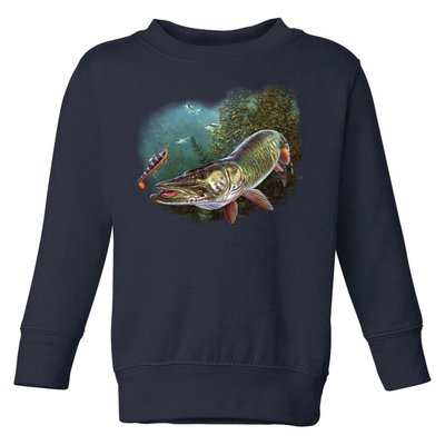 Musky Chase Fishing Toddler Sweatshirt