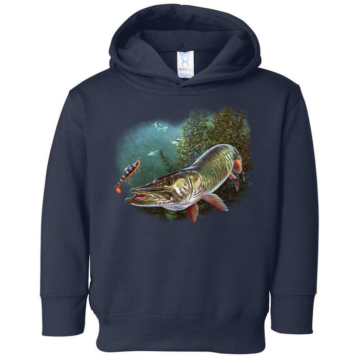 Musky Chase Fishing Toddler Hoodie