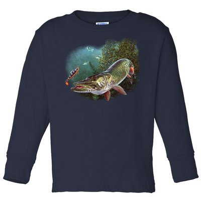 Musky Chase Fishing Toddler Long Sleeve Shirt