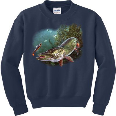 Musky Chase Fishing Kids Sweatshirt