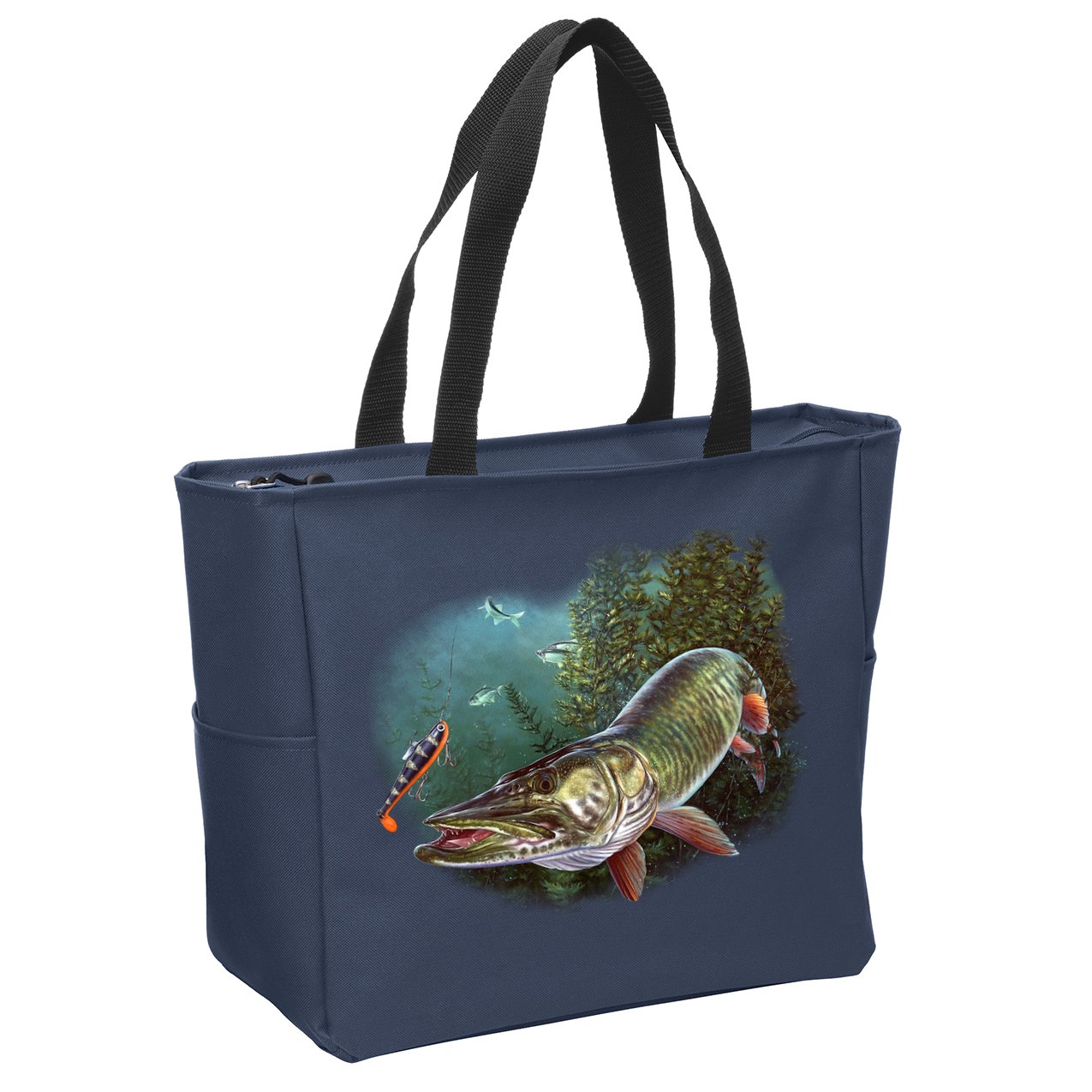 Musky Chase Fishing Zip Tote Bag