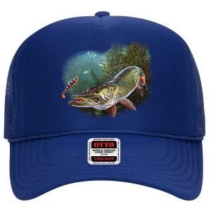 Musky Chase Fishing High Crown Mesh Back Trucker Hat