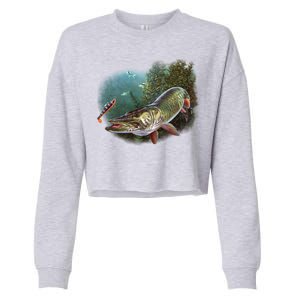 Musky Chase Fishing Cropped Pullover Crew