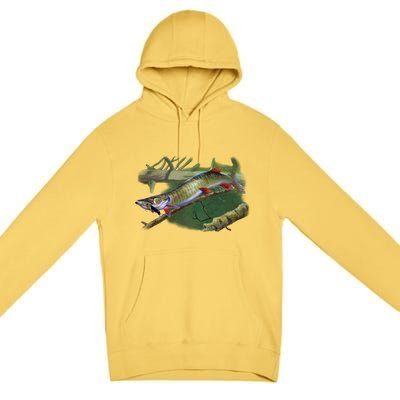 Musky Escape Route Fishing Premium Pullover Hoodie