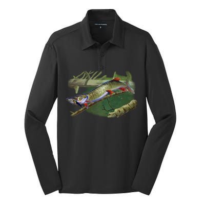 Musky Escape Route Fishing Silk Touch Performance Long Sleeve Polo