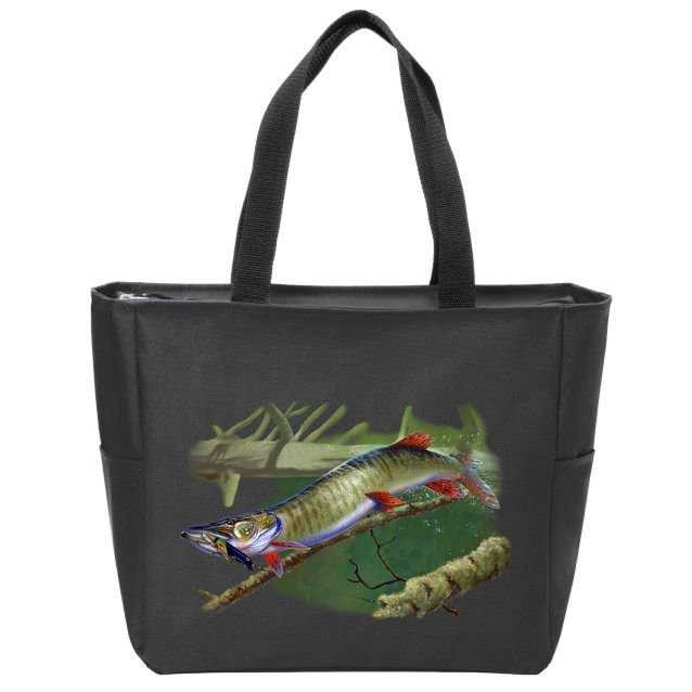 Musky Escape Route Fishing Zip Tote Bag