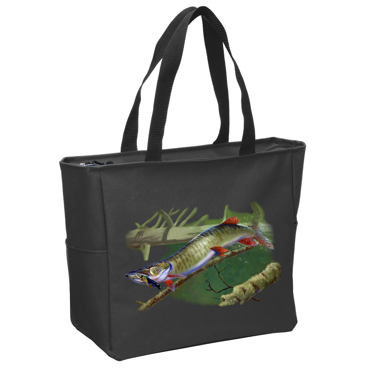 Musky Escape Route Fishing Zip Tote Bag