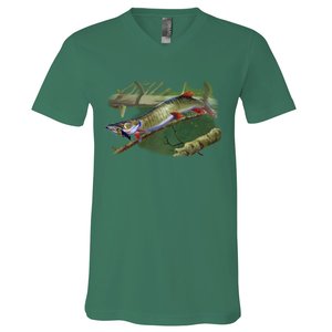 Musky Escape Route Fishing V-Neck T-Shirt