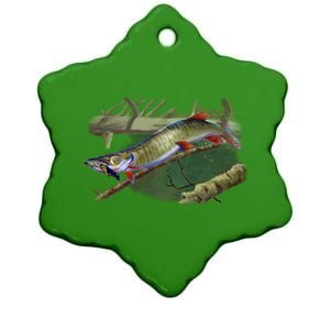 Musky Escape Route Fishing Ceramic Star Ornament