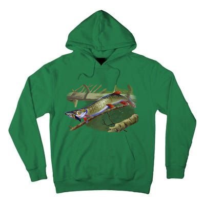 Musky Escape Route Fishing Tall Hoodie