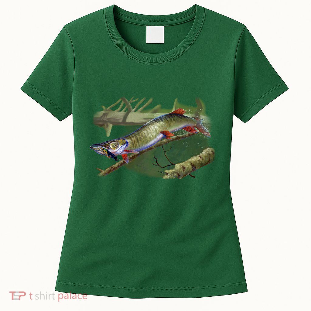 Musky Escape Route Fishing Womens T-Shirt