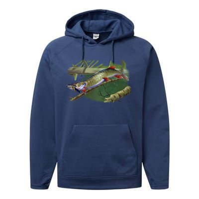 Musky Escape Route Fishing Performance Fleece Hoodie