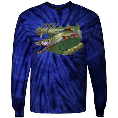 Musky Escape Route Fishing Tie-Dye Long Sleeve Shirt