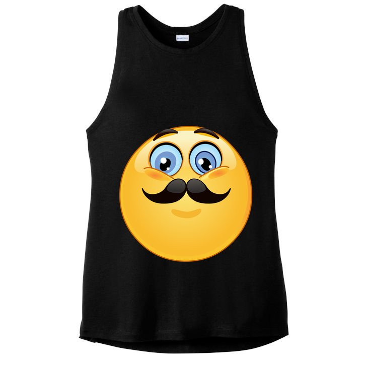 Mustache Emoji Smiley Face Ladies PosiCharge Tri-Blend Wicking Tank