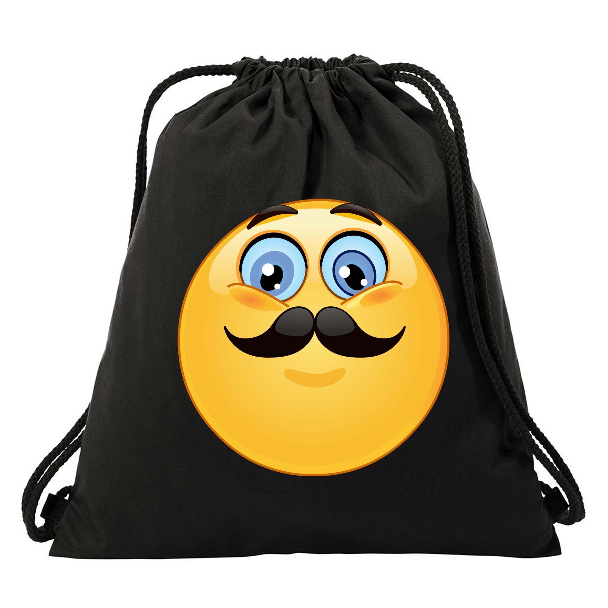 Mustache Emoji Smiley Face Drawstring Bag