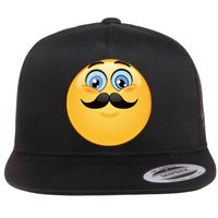 Mustache Emoji Smiley Face Flatbill Hat