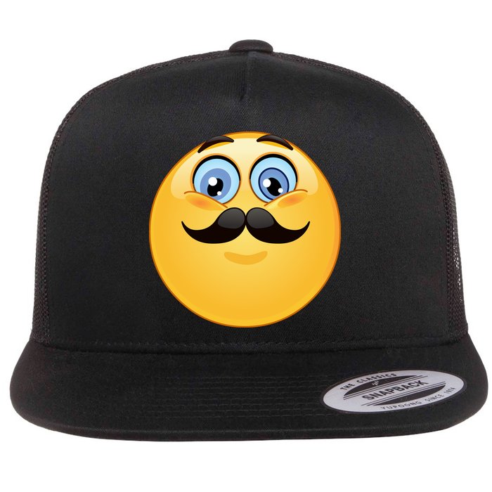 Mustache Emoji Smiley Face Flatbill Hat