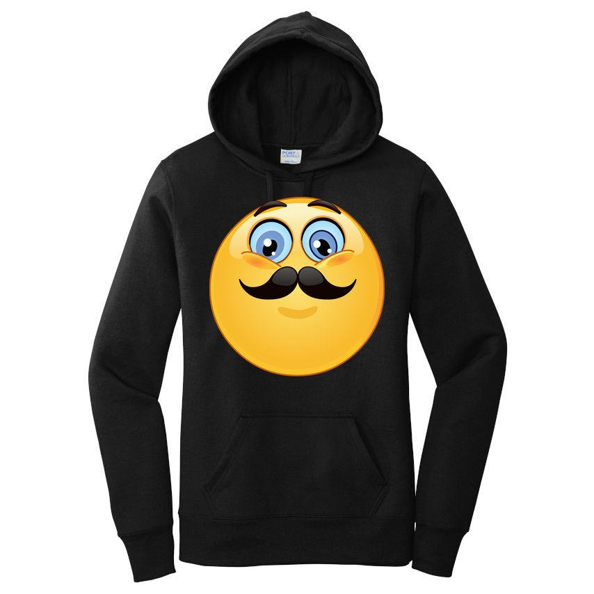 Mustache Emoji Smiley Face Women's Pullover Hoodie