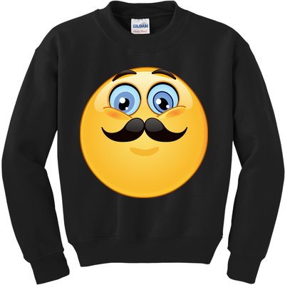 Mustache Emoji Smiley Face Kids Sweatshirt