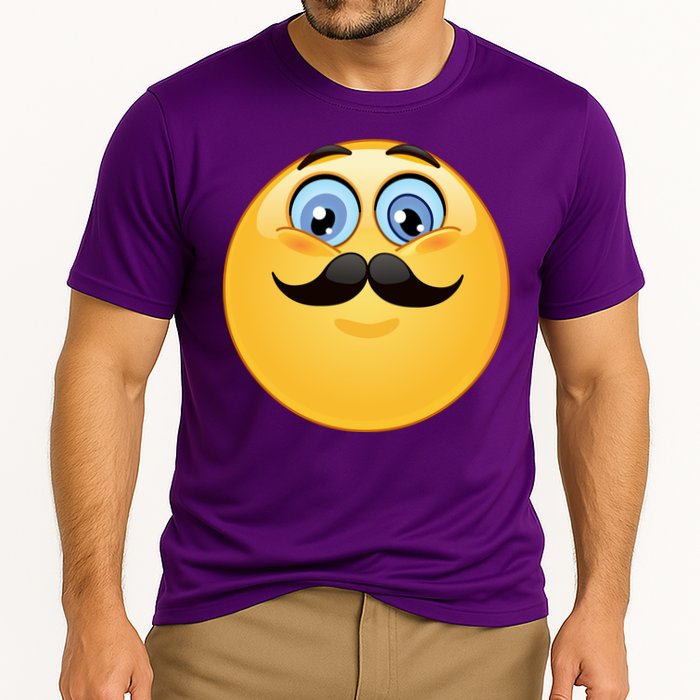 Mustache Emoji Smiley Face Cooling Performance Crew T-Shirt