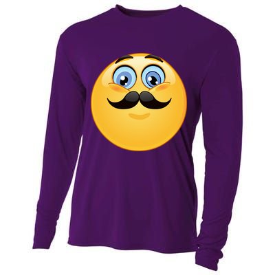 Mustache Emoji Smiley Face Cooling Performance Long Sleeve Crew